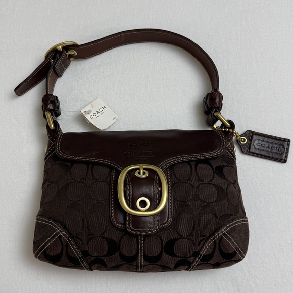Vintage Y2K Rare Coach Bleecker Chocolate Brown Shoulder Bag Brass Hardware - Picture 1 of 15